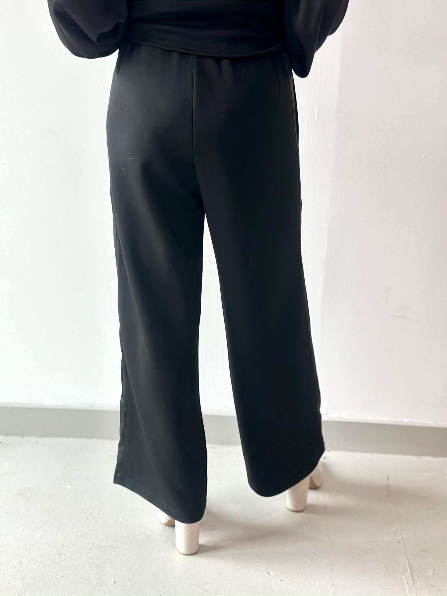 Modal Satin Side Stripe Wide Leg Pant