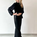 Modal Satin Side Stripe Wide Leg Pant