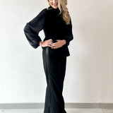 Modal Satin Side Stripe Wide Leg Pant