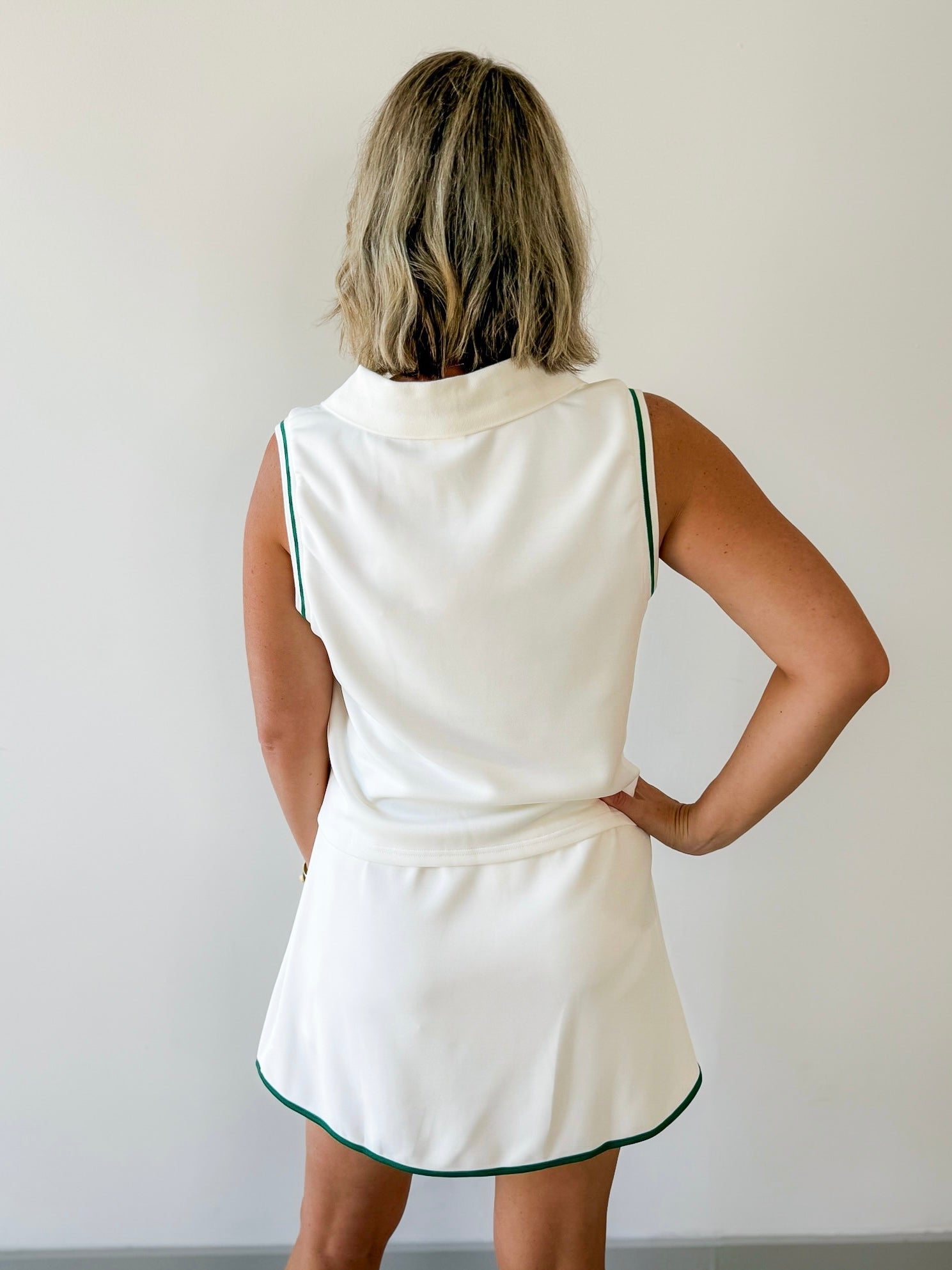 Modal Soft Top & Skort Set - White/Green