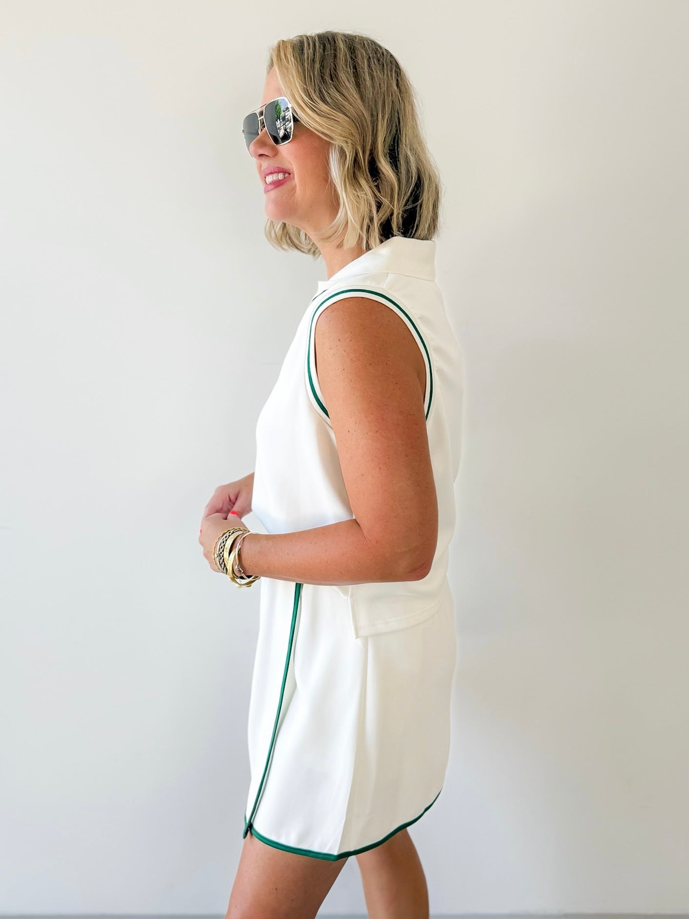 Modal Soft Top & Skort Set - White/Green
