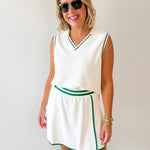 Modal Soft Top & Skort Set - White/Green