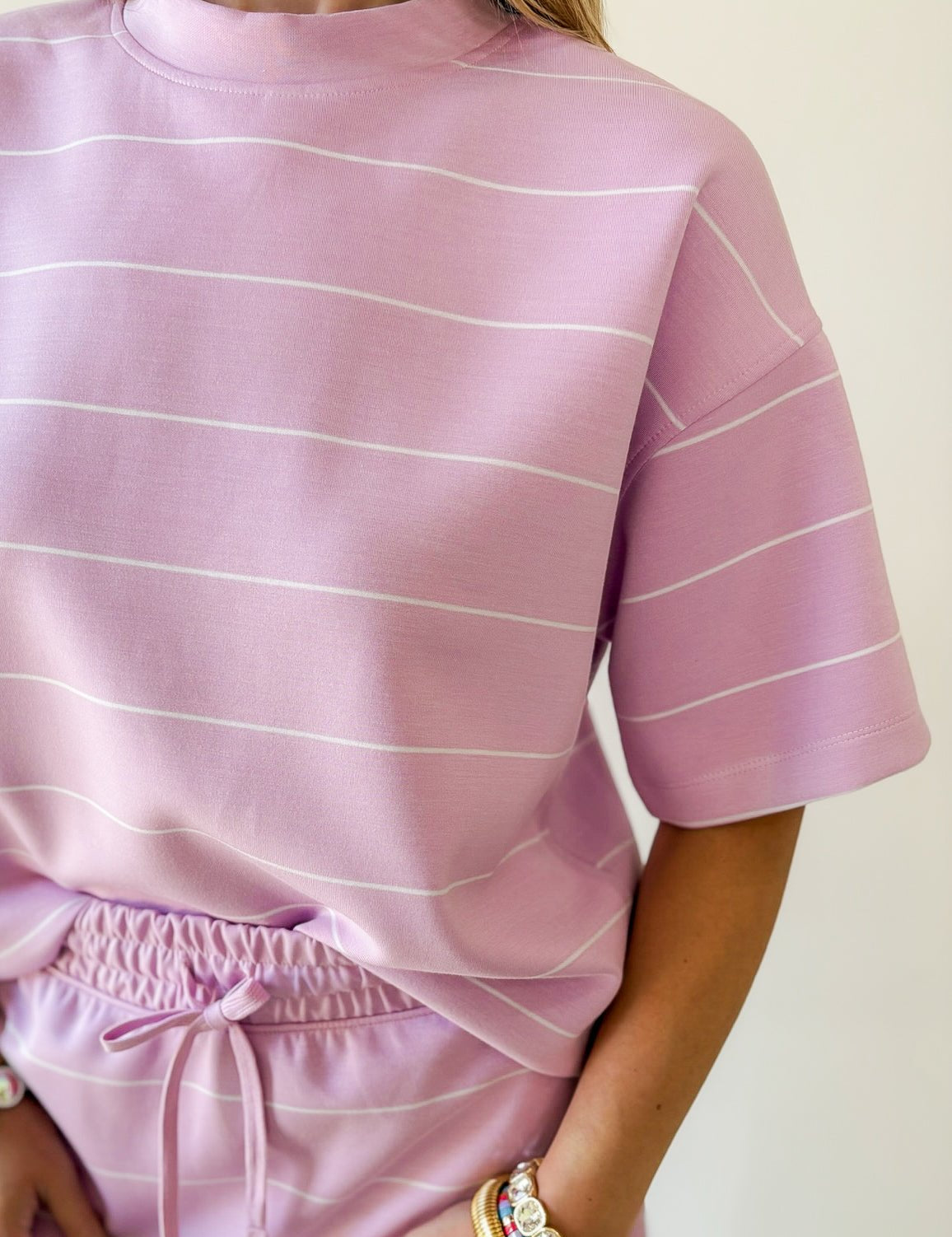 Modal Stripe Crew Top & Skort Set