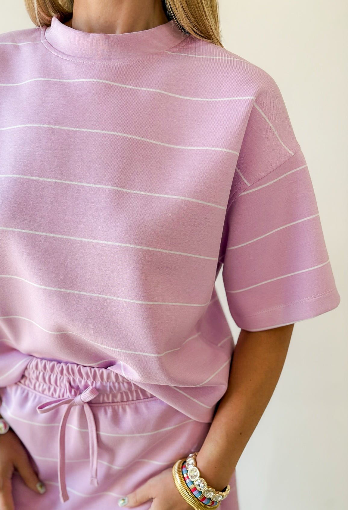 Modal Stripe Crew Top & Skort Set
