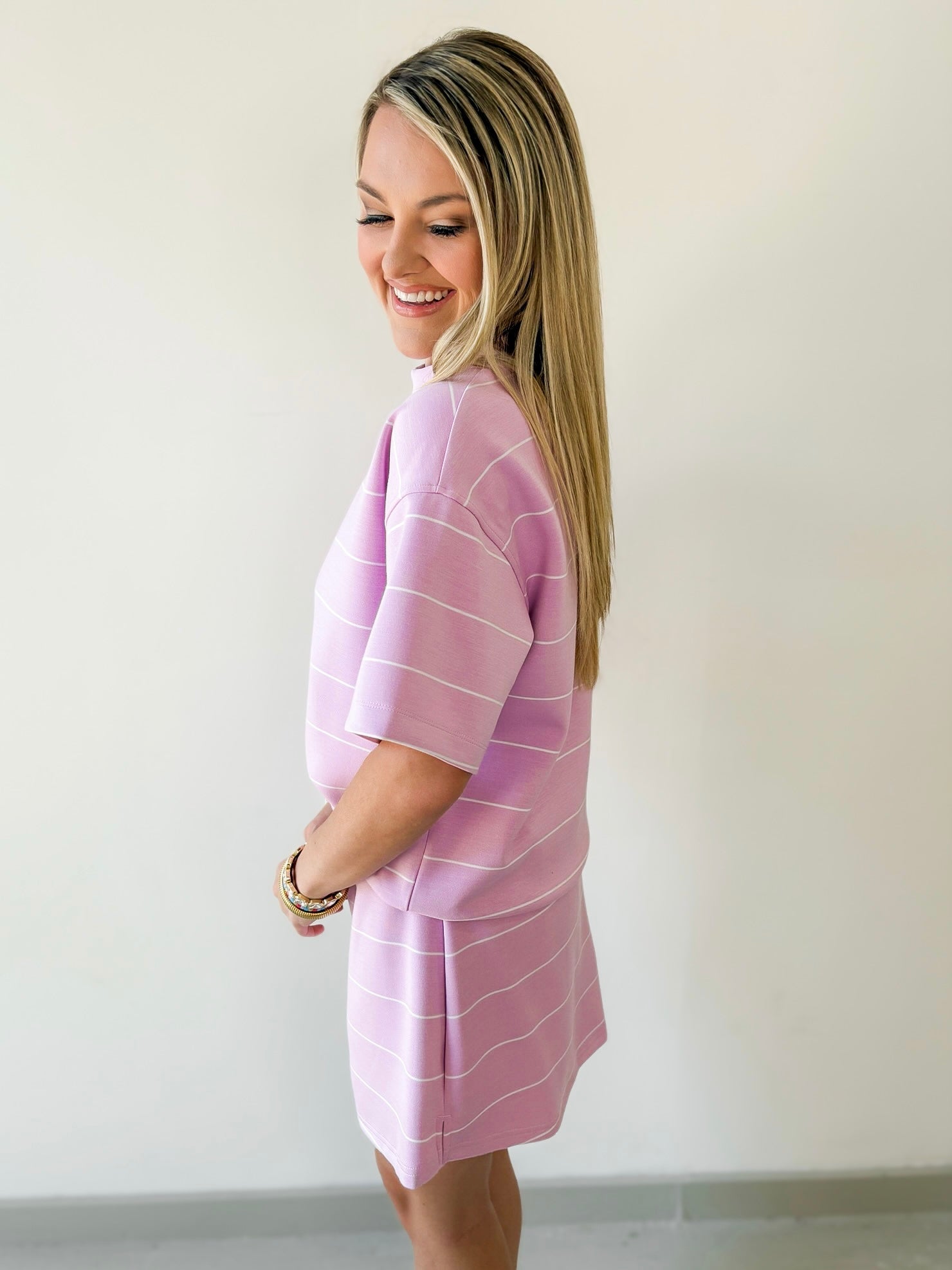 Modal Stripe Crew Top & Skort Set