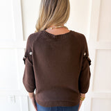 Moss Stitch Relaxed Sweater - Brown