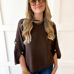 Moss Stitch Relaxed Sweater - Brown