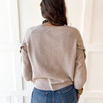 Moss Stitch Relaxed Sweater -Latte