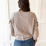 Moss Stitch Relaxed Sweater -Latte