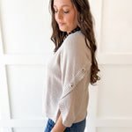 Moss Stitch Relaxed Sweater -Latte