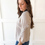 Moss Stitch Relaxed Sweater -Latte