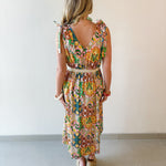 Multi Flower Printed Midi Dress