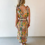 Multi Flower Printed Midi Dress