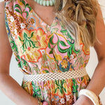Multi Flower Printed Midi Dress