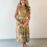 Multi Flower Printed Midi Dress
