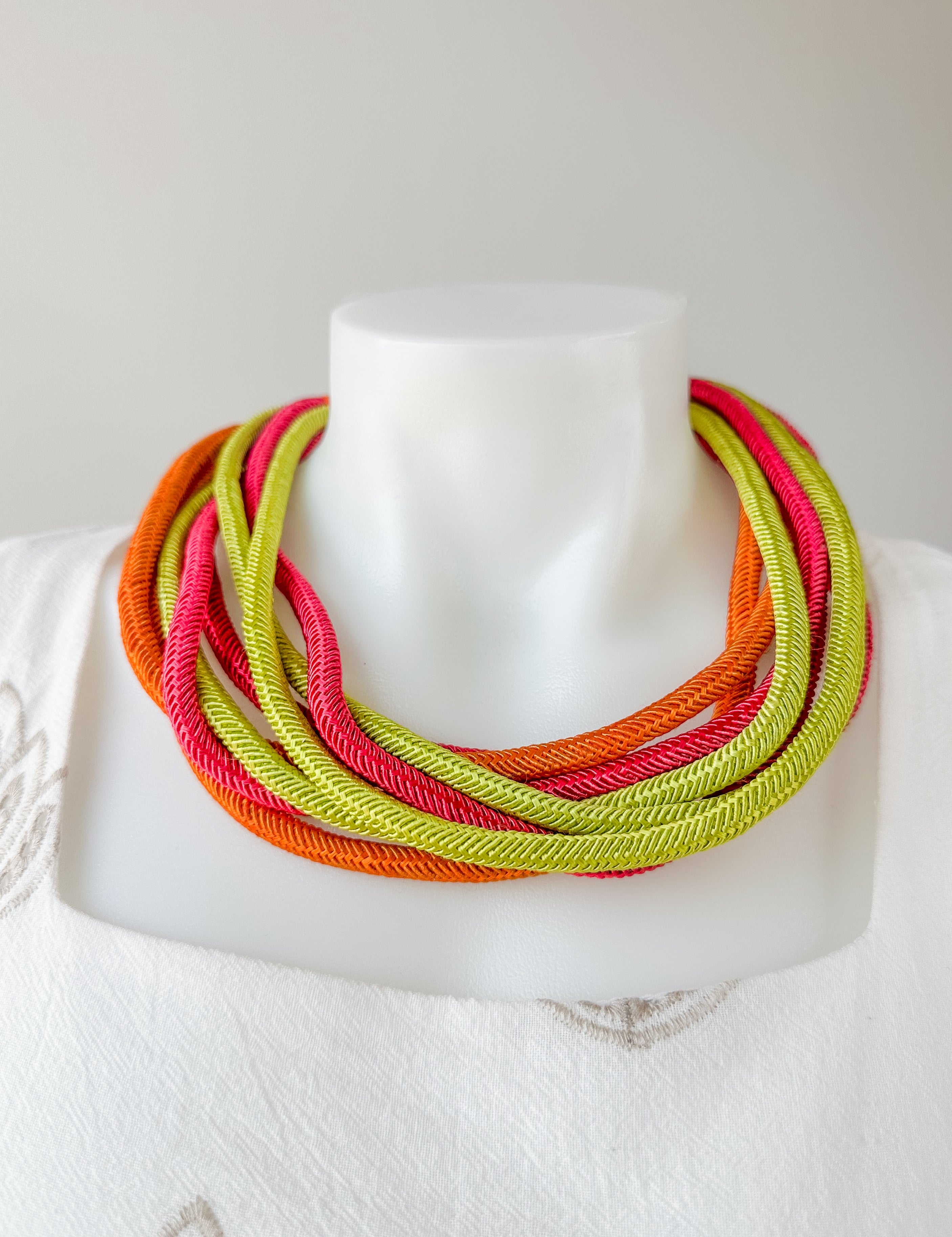 Multi Pink/Green/Orange Rope Necklace