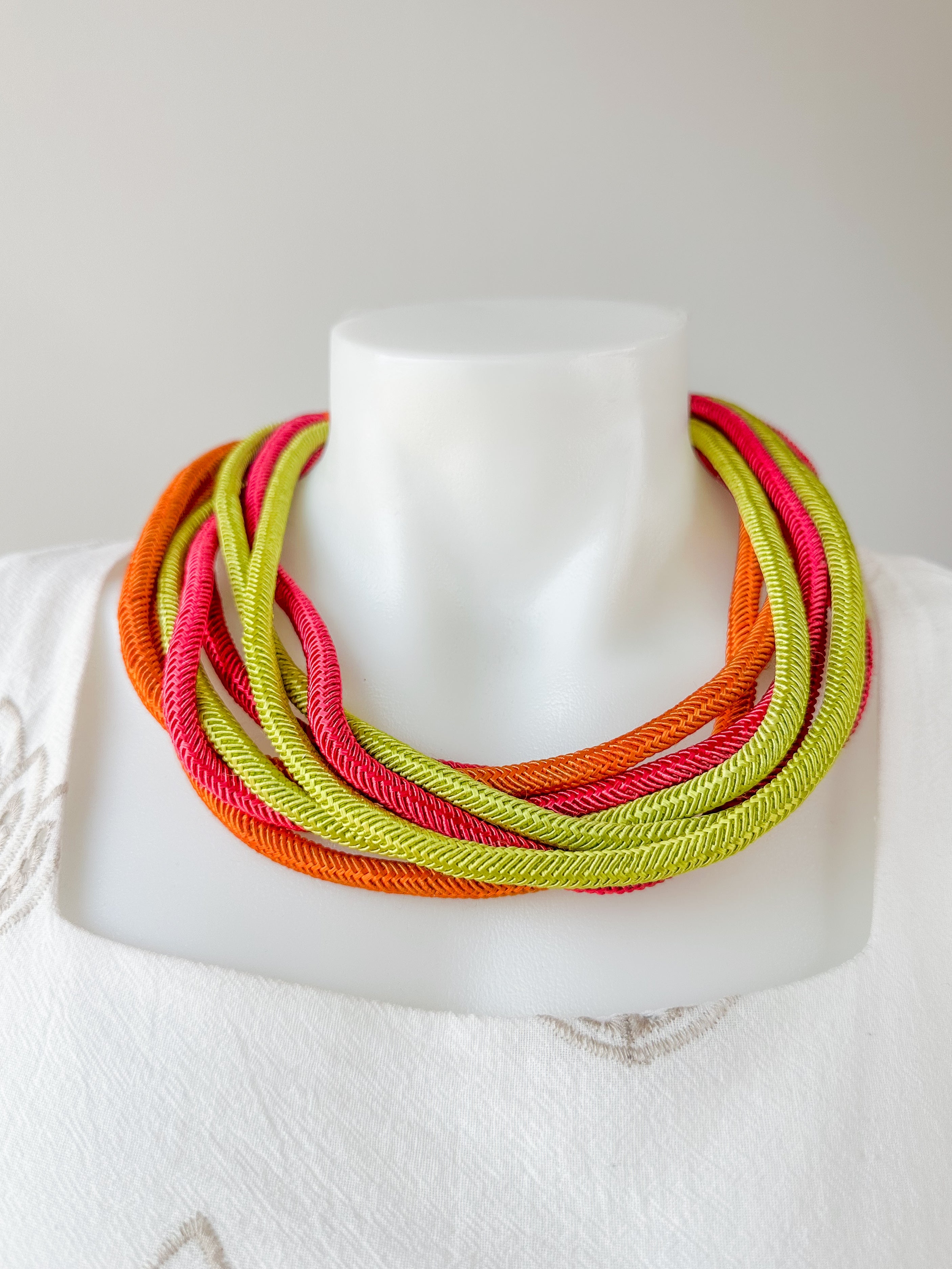 Multi Pink/Green/Orange Rope Necklace