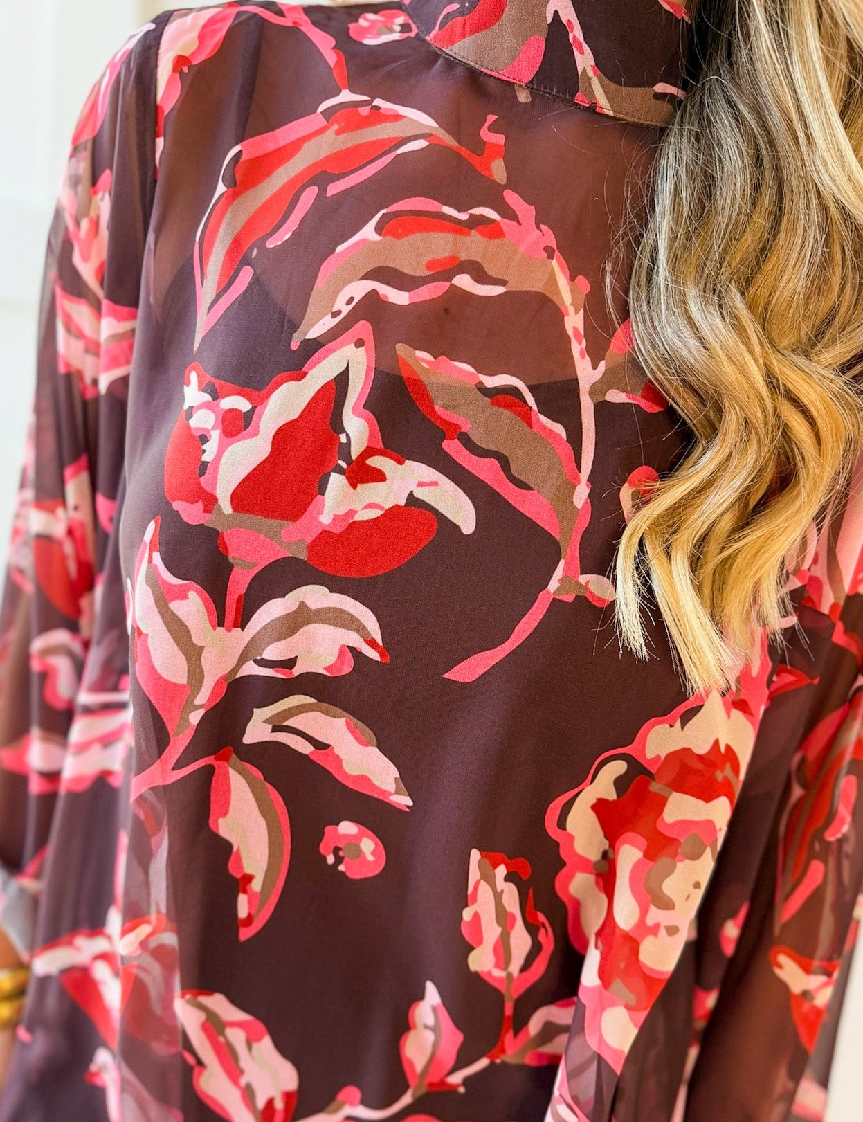 Multi Print Sheer Midi Dress