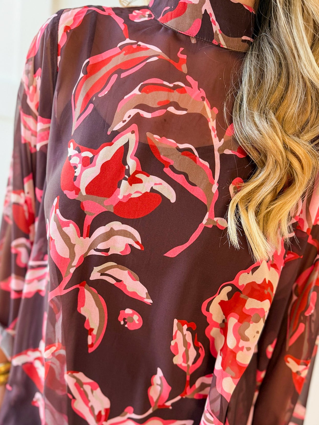 Multi Print Sheer Midi Dress
