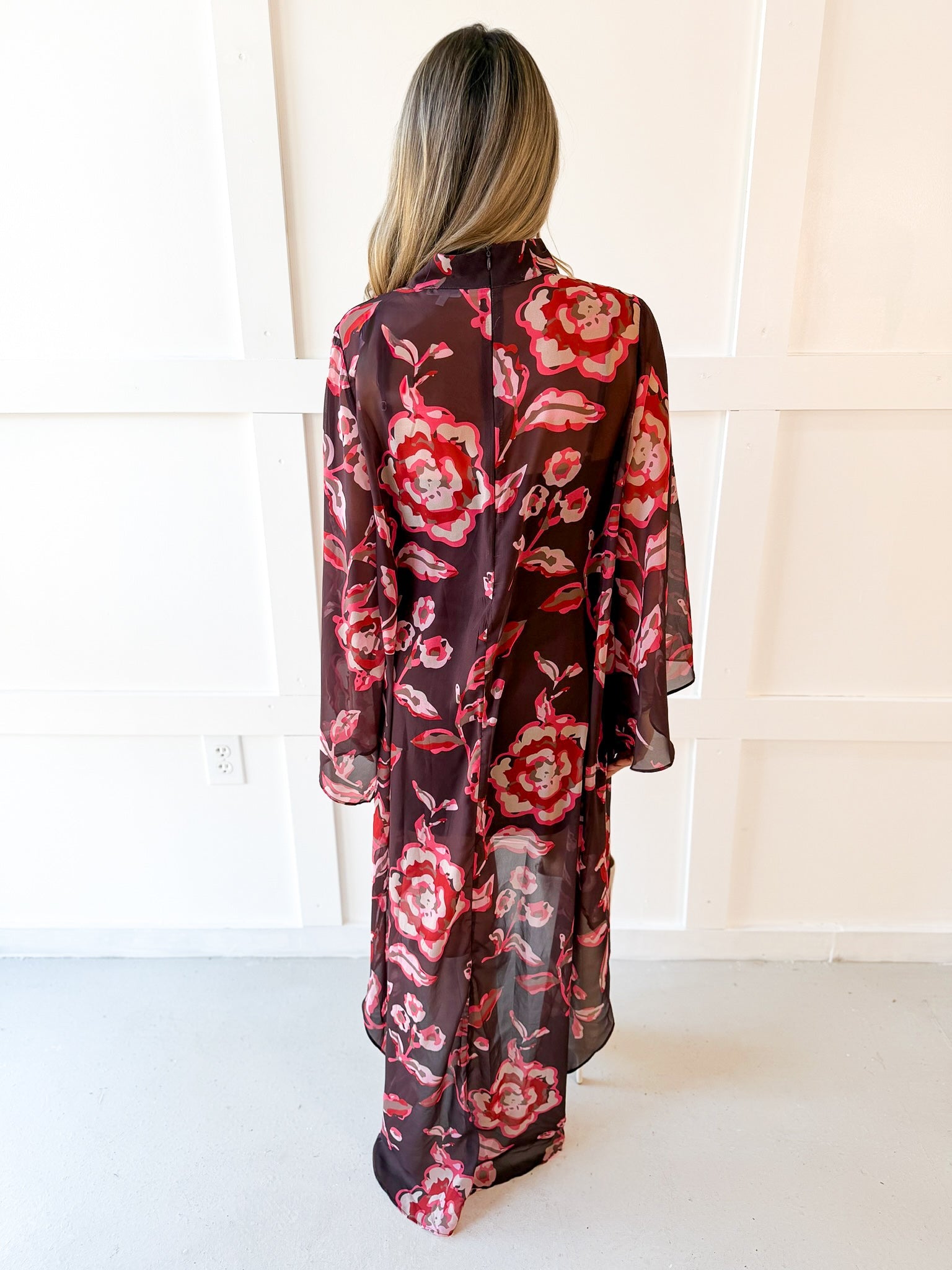 Multi Print Sheer Midi Dress
