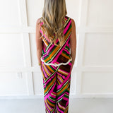 Multi Striped Fringe Top and Pant Set