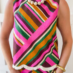 Multi Striped Fringe Top and Pant Set