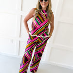 Multi Striped Fringe Top and Pant Set