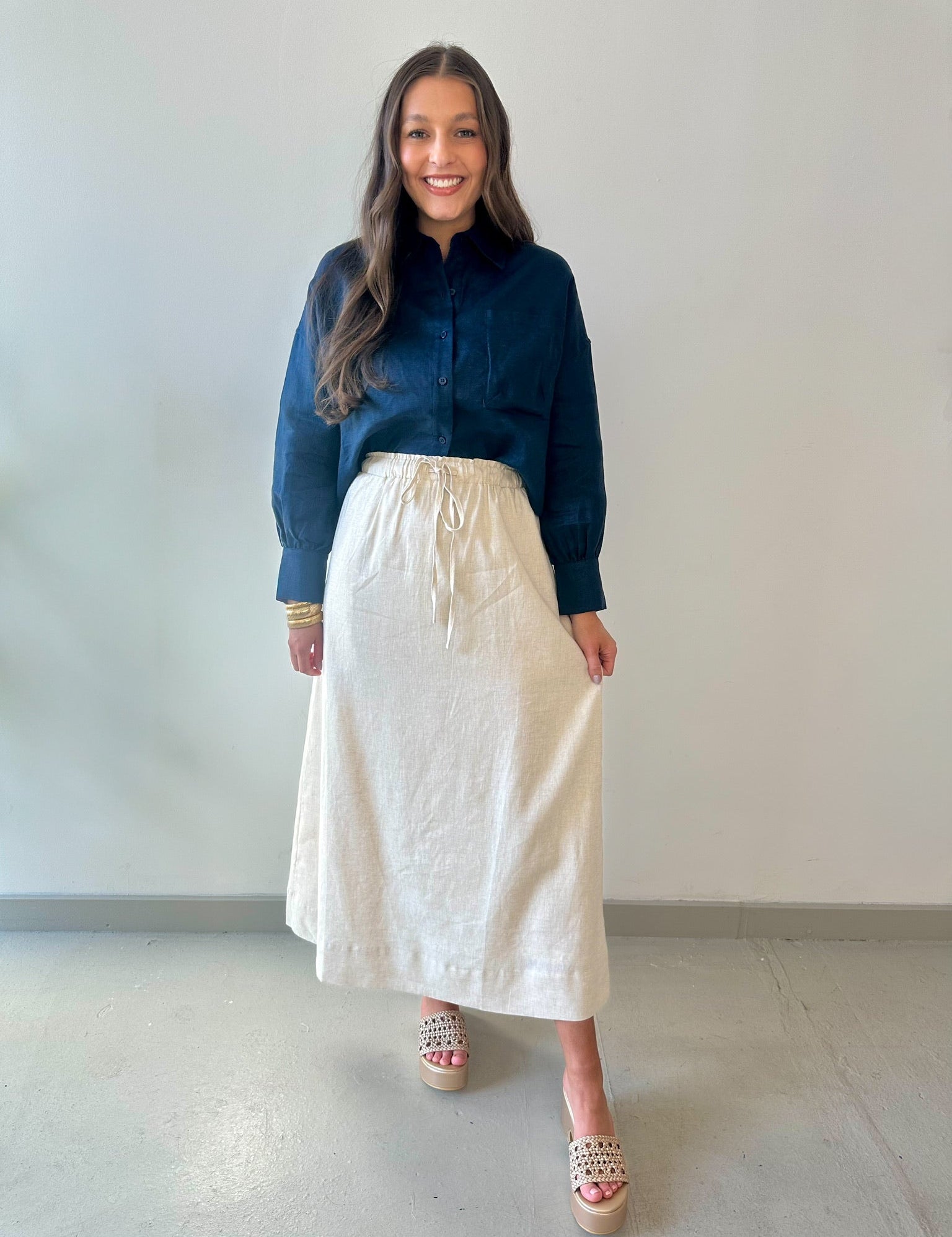 Natural Linen Maxi Skirt