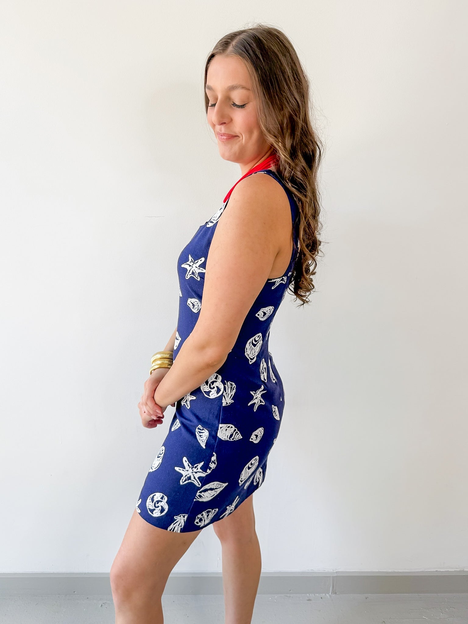 Nautical Motif Linen Mini Dress