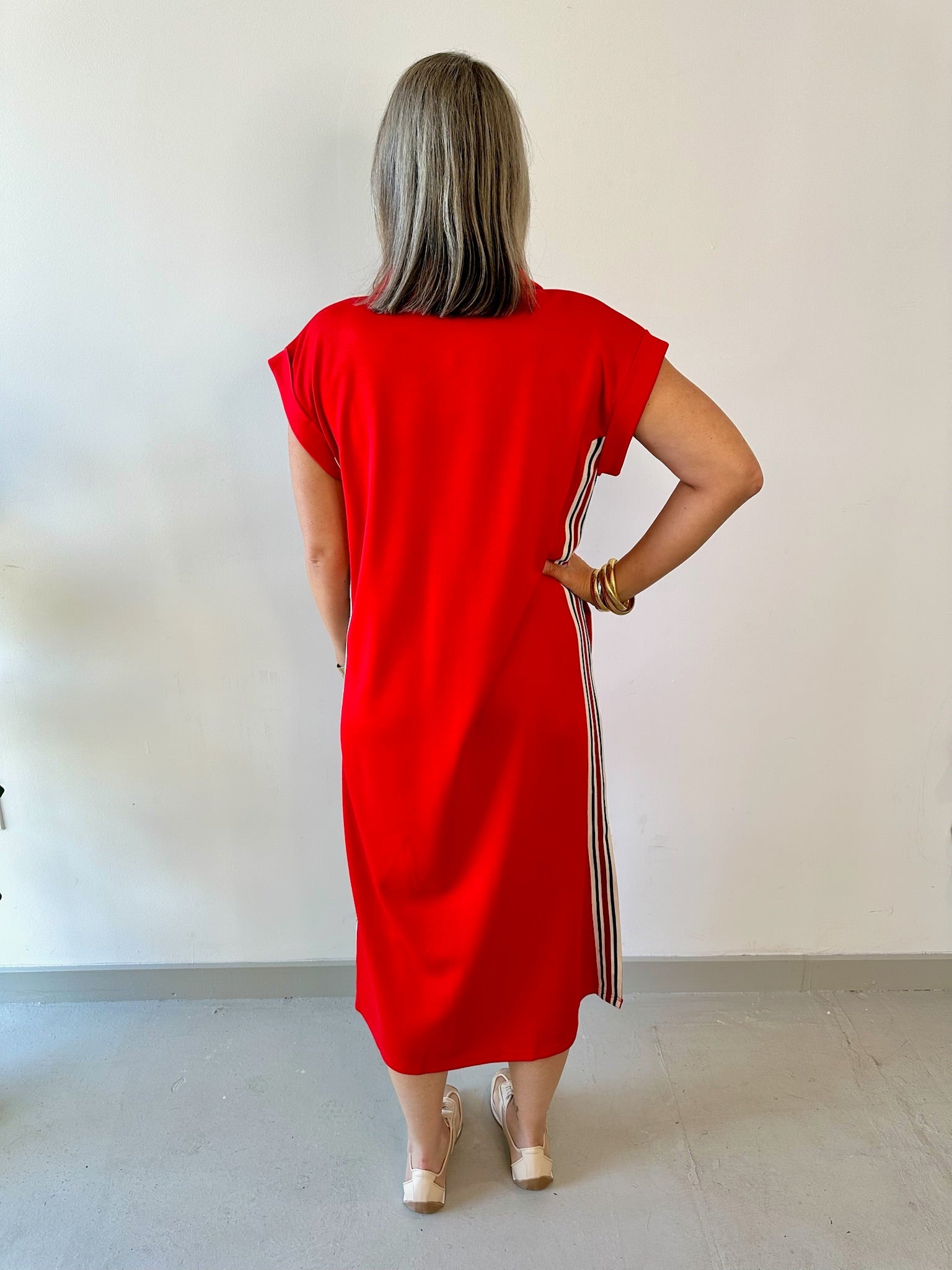 Nautical Side Stripe Midi Dress