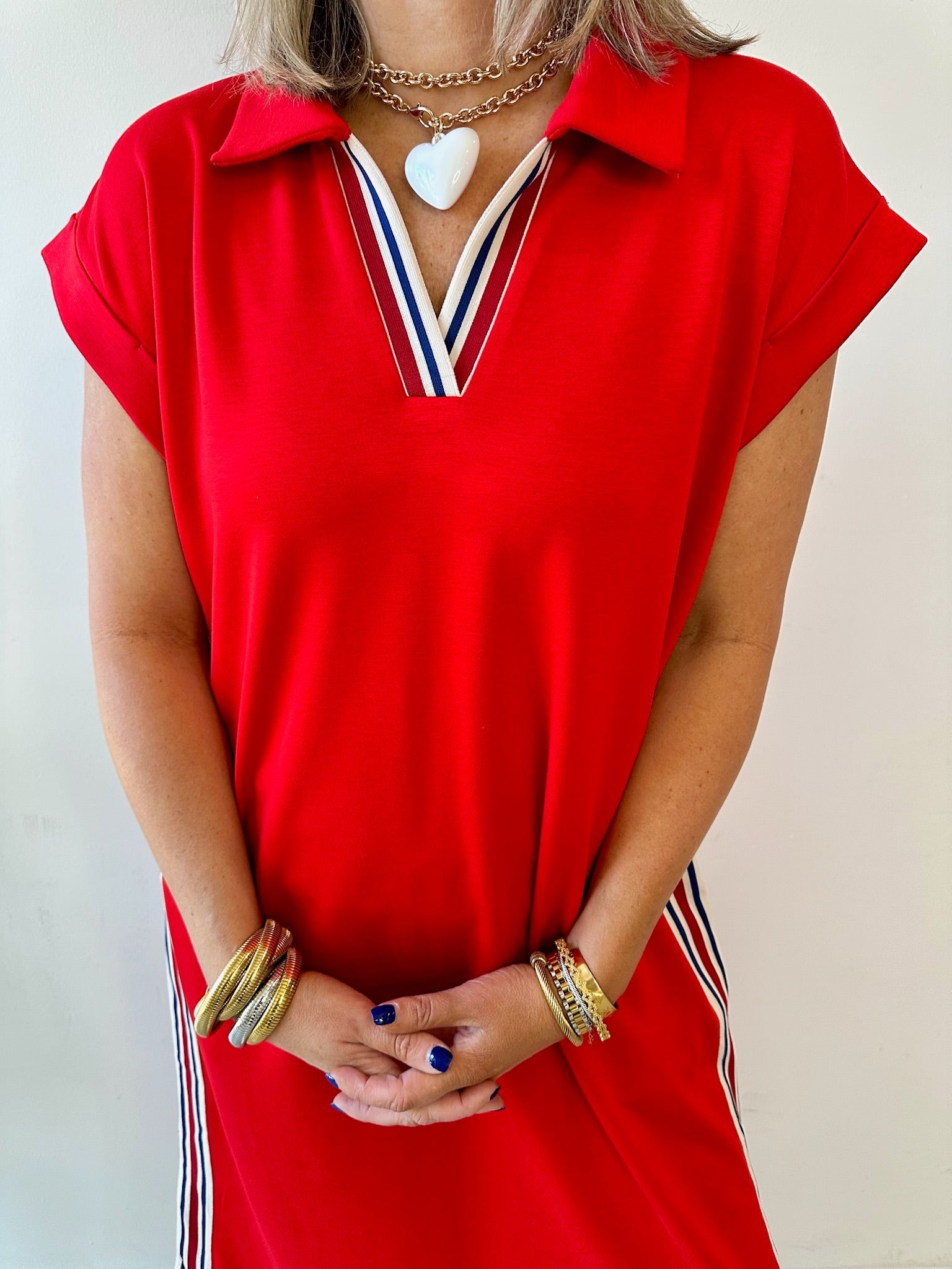 Nautical Side Stripe Midi Dress