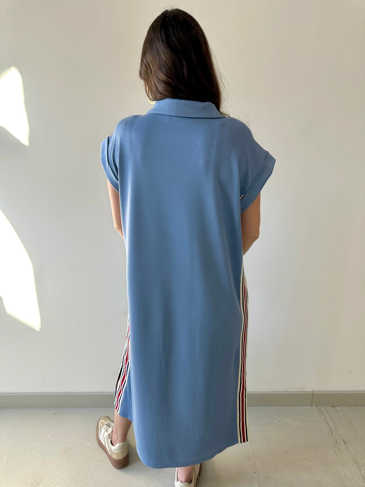 Nautical Side Stripe Midi Dress