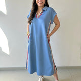 Nautical Side Stripe Midi Dress