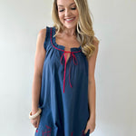 Nautical Wide Strap Dress - Navy
