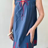 Nautical Wide Strap Dress - Navy