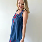 Nautical Wide Strap Dress - Navy