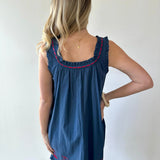 Nautical Wide Strap Dress - Navy
