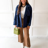 Navy Crop Trench Jacket