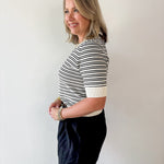 Norine Stripe Knit Top - Black