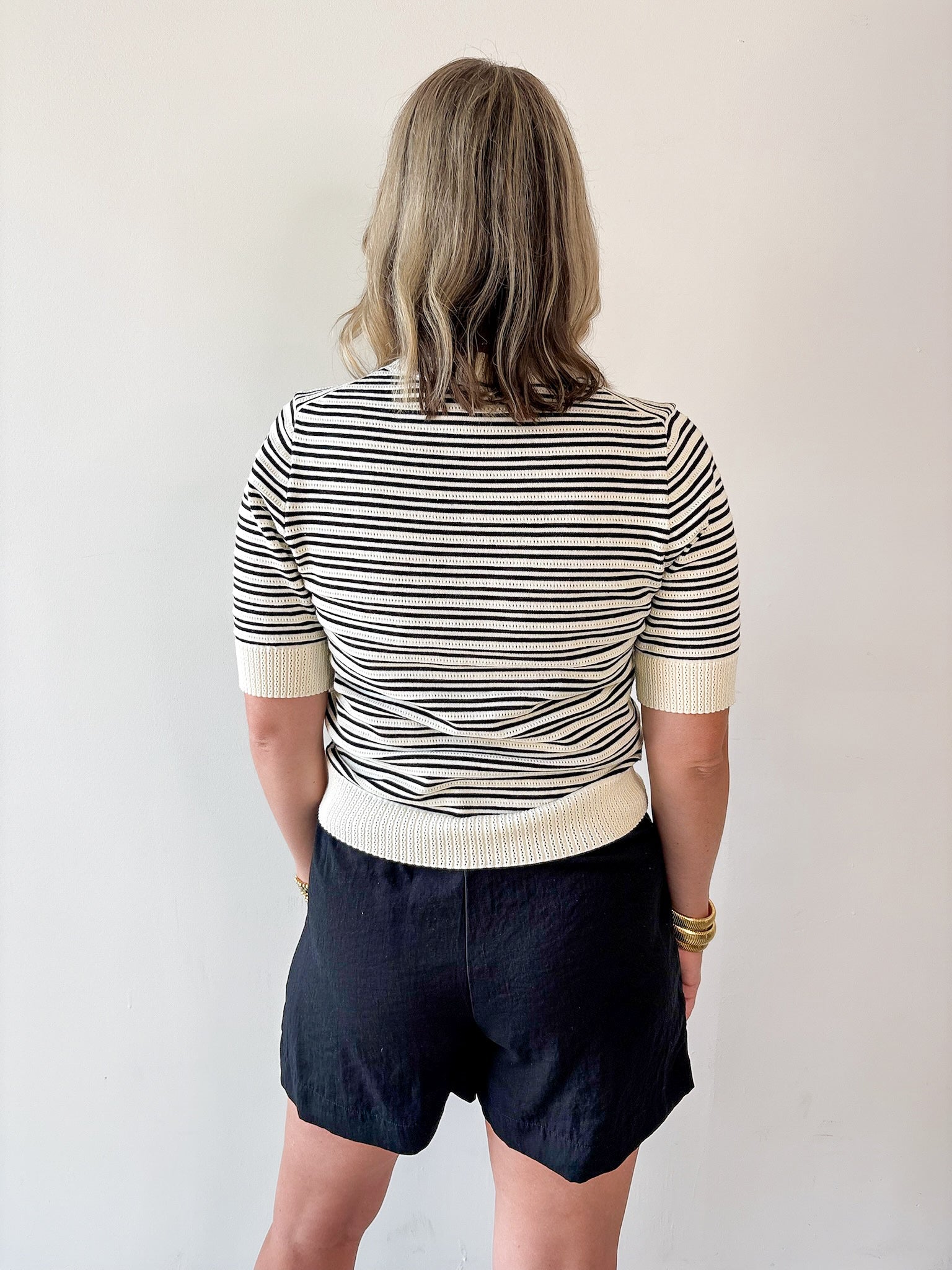 Norine Stripe Knit Top - Black
