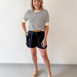 Norine Stripe Knit Top - Black
