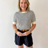 Norine Stripe Knit Top - Black