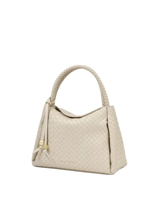 Nova Woven Texture Top Handle Bag Off White