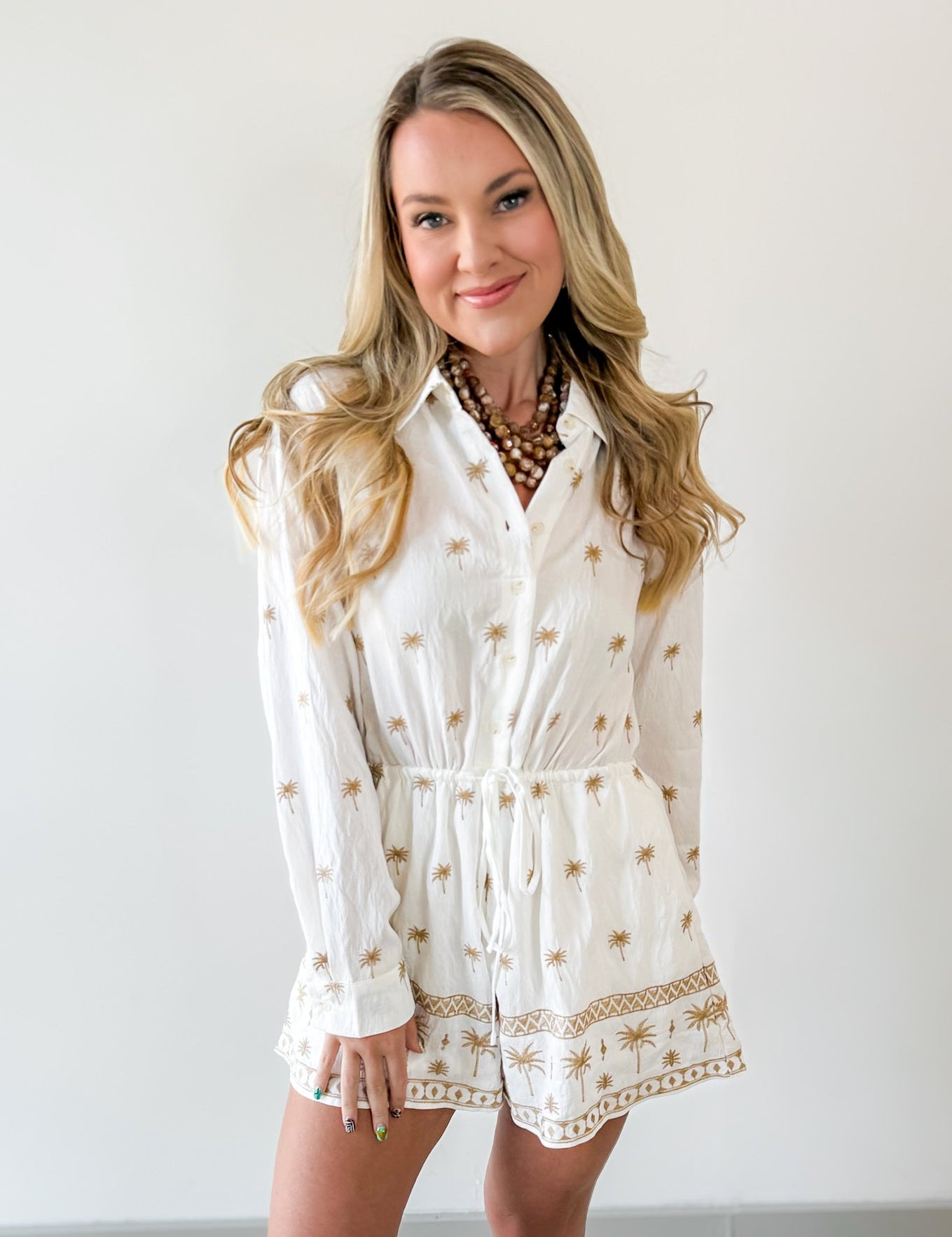 Off White Embroidery Romper