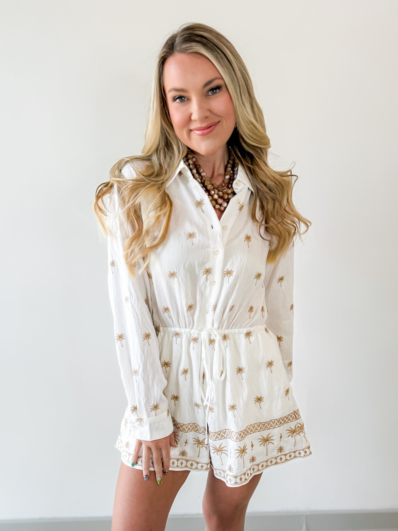 Off White Embroidery Romper