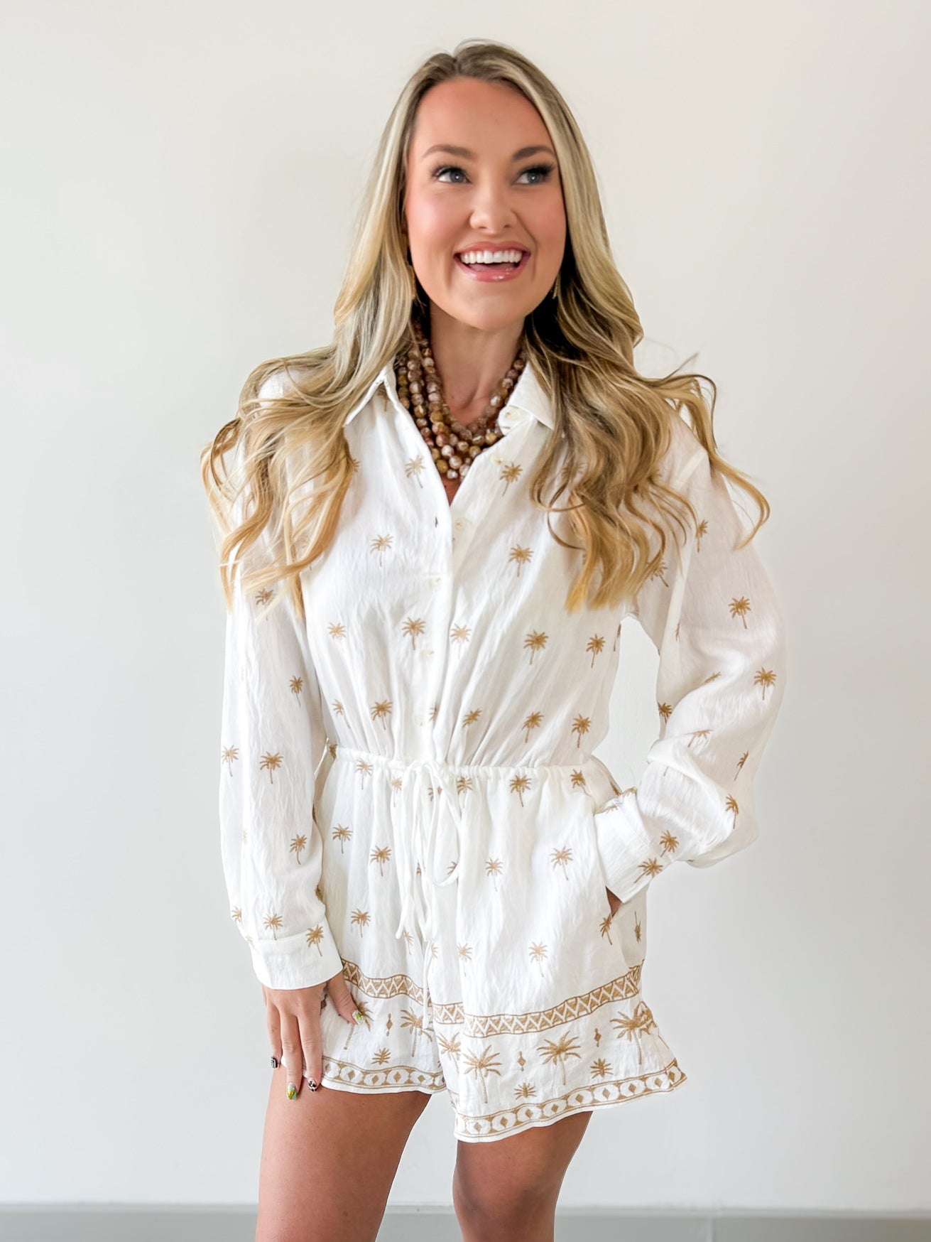 Off White Embroidery Romper