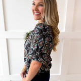 Ornamental Tile Print top - Black