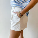Overlap Pleated Cotton Shorts