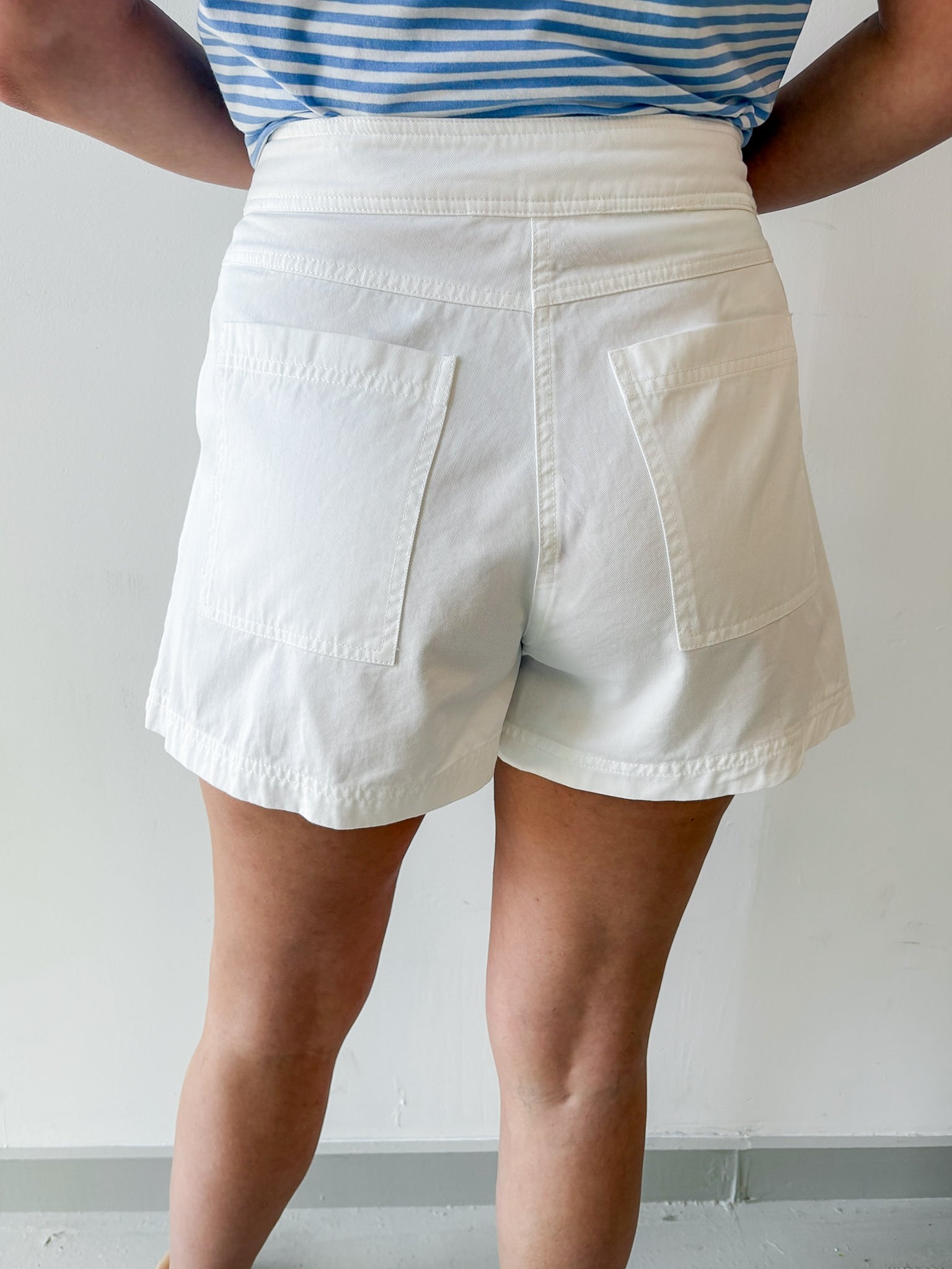 Overlap Pleated Cotton Shorts