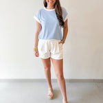 Overlap Pleated Cotton Shorts
